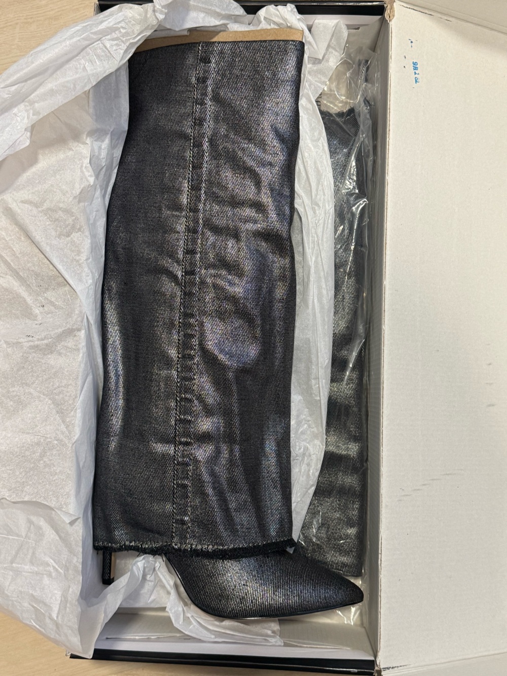 Nine West Women’s Shimmery Knee-High Denim Boot